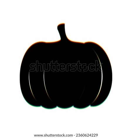Pumpkin sign. Black Icon with vertical effect of color edge aberration at white background. Illustration.