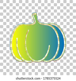 Pumpkin sign. Blue to green gradient Icon with Four Roughen Contours on stylish transparent Background. Illustration.