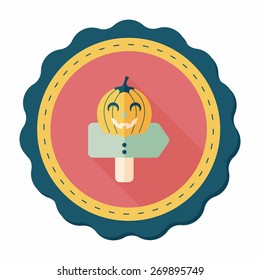 pumpkin sign flat icon with long shadow,eps10