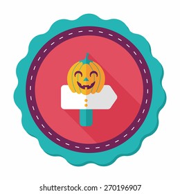 pumpkin sign flat icon with long shadow,eps10