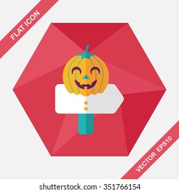 pumpkin sign flat icon with long shadow,eps10