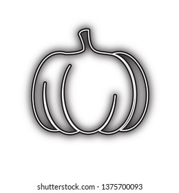 Pumpkin sign. Vector. Double contour black icon with soft shadow at white background. Isolated.