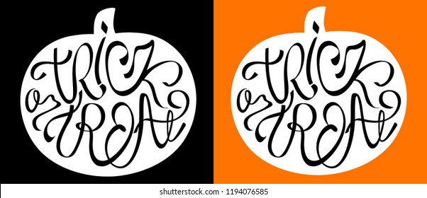 Pumpkin silhouette, decorated with lettering. Vector illustration.