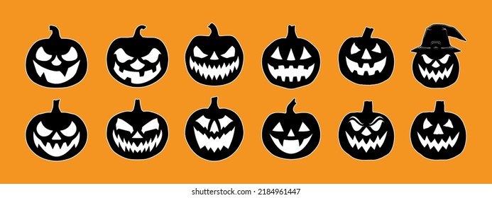Pumpkin silhouette design vector set