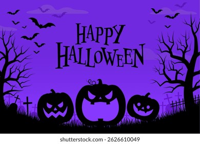 Pumpkin silhouette Halloween background with text Vector illustration
