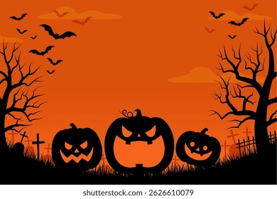 Pumpkin silhouette Halloween background_vector illustration