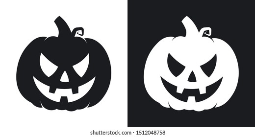 Pumpkin silhouette, halloween illustration. Vector icon on black and white background