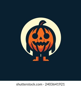 Icono de la silueta de calabaza, vector de calabaza enojado, ilustración de calabaza de Halloween