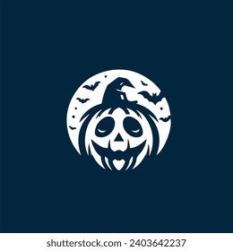 Icono de la silueta de calabaza, vector de calabaza enojado, ilustración de calabaza de Halloween