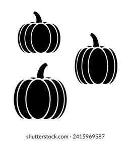 Pumpkin silhouette isolated on white background. Perfect for fall Halloween celebrations. Vector illustration