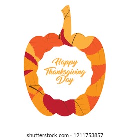 Pumpkin silhouette with a label. Thanksgiving day. Vector illustration design