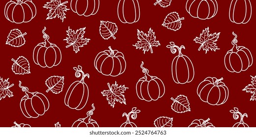 Pumpkin silhouette seamless pattern. Autumn pumpkin background. Falling print harvest vegetables for paper, packaging, design, vector graphics.