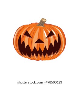 Pumpkin Silhouette Smiling Pumpkin Lantern, Horror, Scary Halloween. Vector Illustration