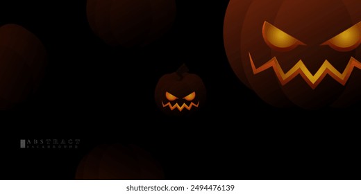 Pumpkin silhouette in spooky Halloween night. with a full moon background. Halloween Party with pumpkins. Vector Illustrations.