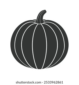 Pumpkin silhouette vector. Pumpkin icon. Autumn vegetable symbol. Thanksgiving pumpkin vector illustration. Orange Halloween decoration concept. October gourd outline and flat sign isolated.
