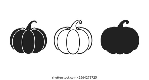 Pumpkin silhouette vector illustration on white background.