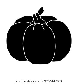 Silueta de calabaza. Ilustración vectorial. Símbolo de Halloween y el festival de octubre. Alimentos vegetarianos saludables. Un elemento para empaque, etiquetas, menús, vitrinas. Aislado sobre un fondo blanco