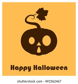 Pumpkin silhouettes with Happy Halloween text - shocked face