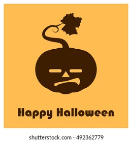 Pumpkin silhouettes with Happy Halloween text - annoyed face