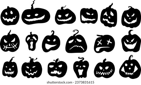 Pumpkin silhoutte icon collectiorn set vector illustration