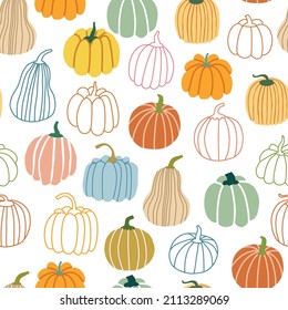 Pumpkin simple hand drawn seamless pattern