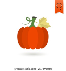 Pumpkin. Single Flat Autumn Icon . Simple and Minimalistic Style. Vector