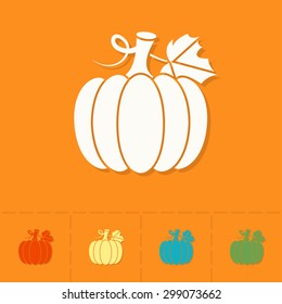 Pumpkin. Single Flat Autumn Icon . Simple and Minimalistic Style. Vector