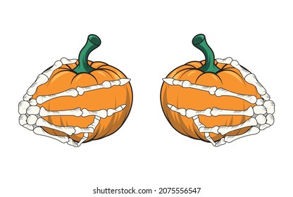 Calabaza con las manos esqueléticas. Calabaza sexy.