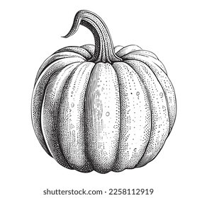 Pumpkin sketch hand drawn vector illustration Vegetables halloween