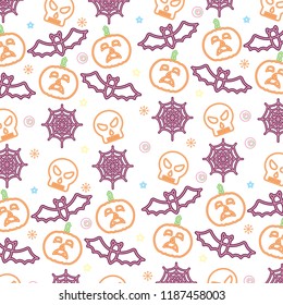 pumpkin skull bat cobweb halloween neon pattern