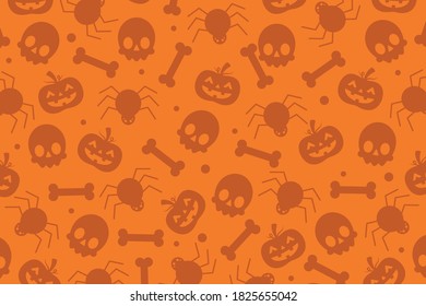pumpkin, skull, bone, and spider pattern