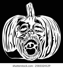 
pumpkin and skull images, suitable for tattoos, posters, logos, t-shirt designs and others