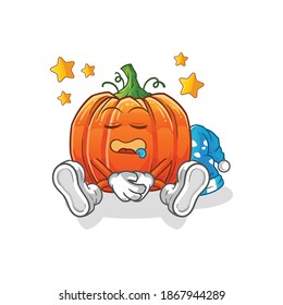 pumpkin sleeping character. cartoon mascot vector