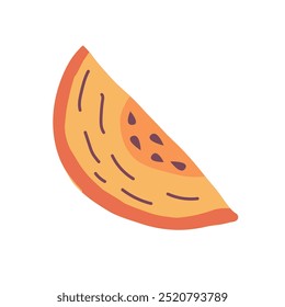 Rebanada de calabaza, lindo objeto estacional dibujado a mano. Ilustración vectorial en estilo plano