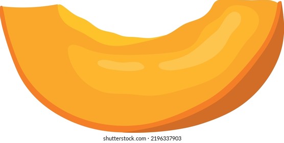 Pumpkin slice icon. Cartoon raw vegetable piece isolated on white background