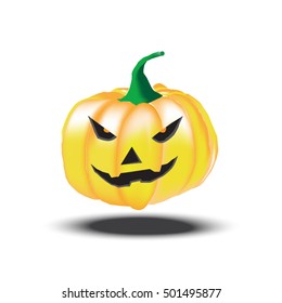 Pumpkin with smile face on white background