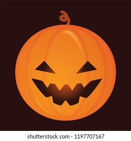 Pumpkin with smile face. Vector illustration.