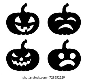 pumpkin smile silhouette set vector symbol icon design. Beautiful illustration isolated on white background