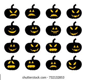 pumpkin smile silhouette set vector symbol icon design. Beautiful illustration isolated on white background