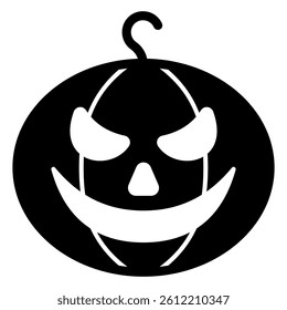 Pumpkin smile solid icon, halloween concept. Vector graphics. Scary vegetable sign on white background, style mobile or design