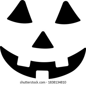 Pumpkin smiled black face silhouette. Vector simple jack-o-lantern face.