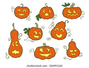 Pumpkin smiles - Halloween special vector set