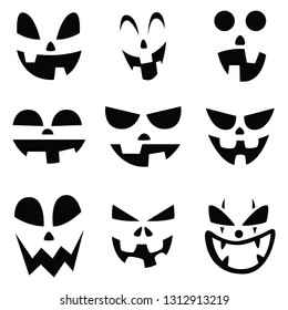 Pumpkin smiley face on Halloweenset by vector