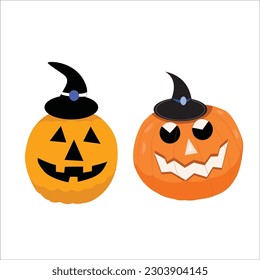 pumpkin with smiley face vector art illustration