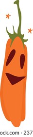 Pumpkin with smiling face drawn in a cute cartoon style.