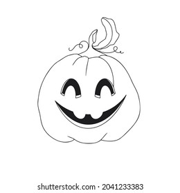 Pumpkin with a smiling face. Halloween pumpkin. Happy Halloween! Vector illustration.