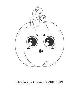 Pumpkin with a smiling face. Halloween pumpkin. Happy Halloween! Vector illustration.