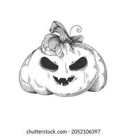 Pumpkin with a smiling face. Halloween pumpkin. Happy Halloween! Vector illustration.