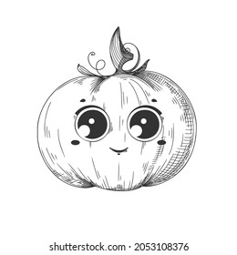 Pumpkin with a smiling face. Halloween pumpkin. Happy Halloween! Vector illustration.