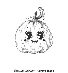 Pumpkin with a smiling face. Halloween pumpkin. Happy Halloween! Vector illustration.